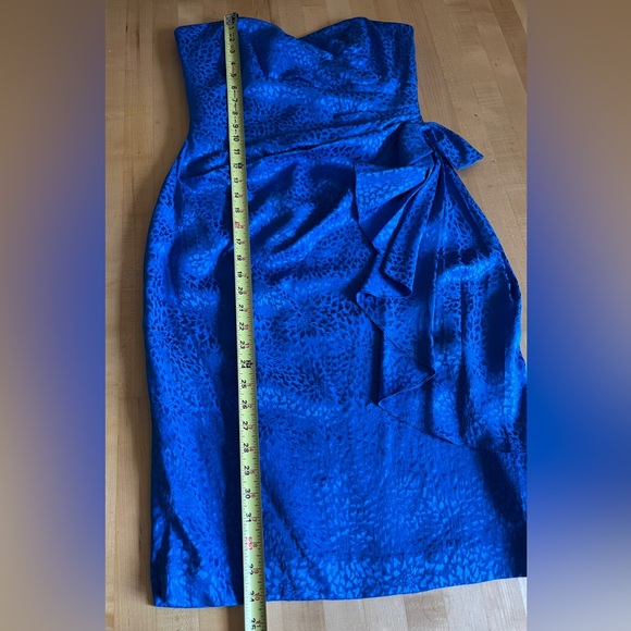 I. Magnin Silk Cocktail Dress Vintage 90s Royal Blue Sweetheart Neck Strapless - Picture 12 of 12